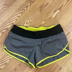 Women's Gray and Black Shorts with Yellow Accents